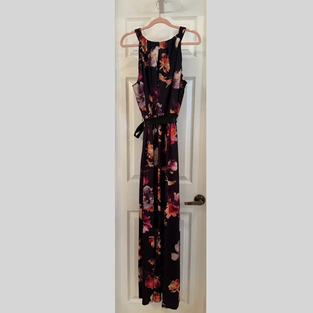 SLNY Floral Halter Maxi Dress | Size 12 | Sleeveless - Picture 3 of 9